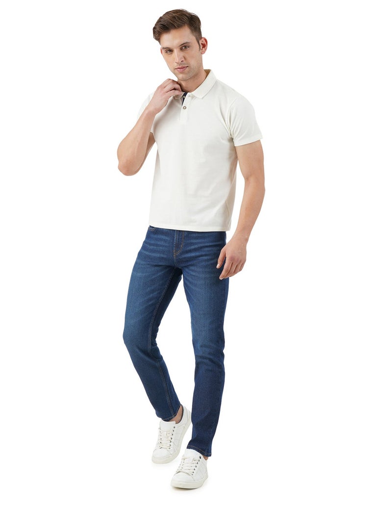 inkd جينز رجالي عادي - متوسط الارتفاع | مزيج القطن | قماش قابل للتمدد | تصميم كلاسيك 5 بوكت - Image 2